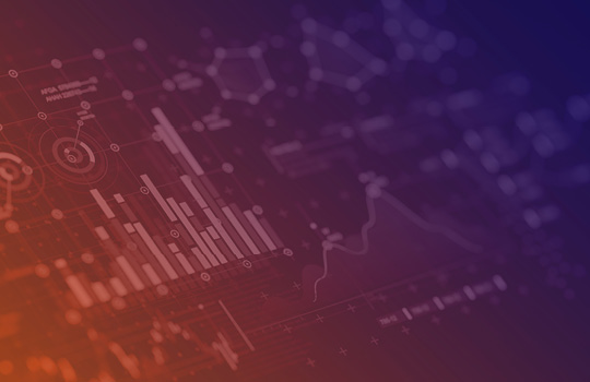 complex data charts on orange and purple
