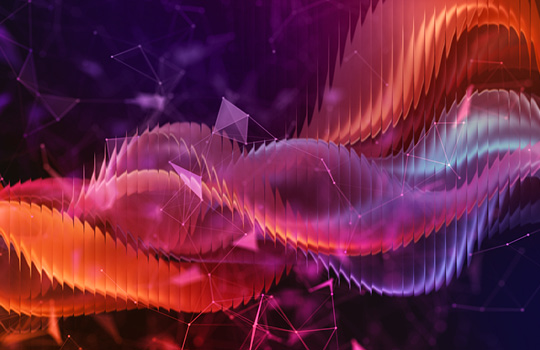 swirling orange and purple helixes