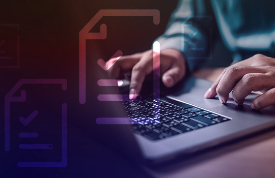 lawyer typing and document icons