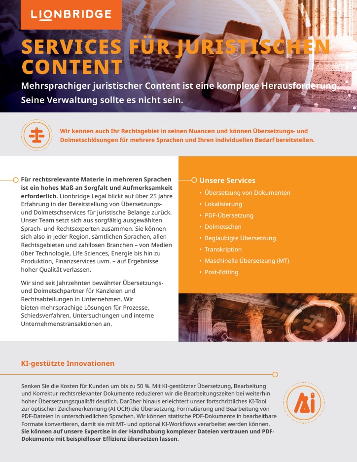 Lionbridge Legal One-Pager