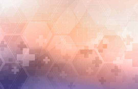 health icons and octagons on an orange gradient