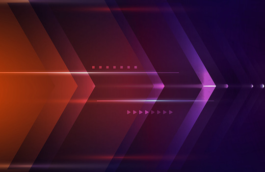 Purple and orange arrows descending into black
