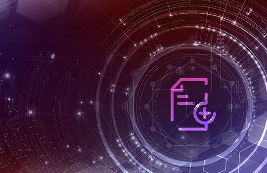 connected hexagons and life sciences document icon