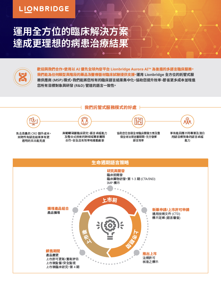 運用全方位的臨床解決方案，達成更理想的病患治療結果