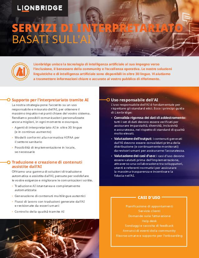 Scheda informativa sui servizi di interpretariato basato sull'AI