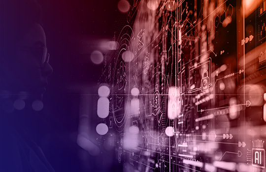 orange and purple wall of data