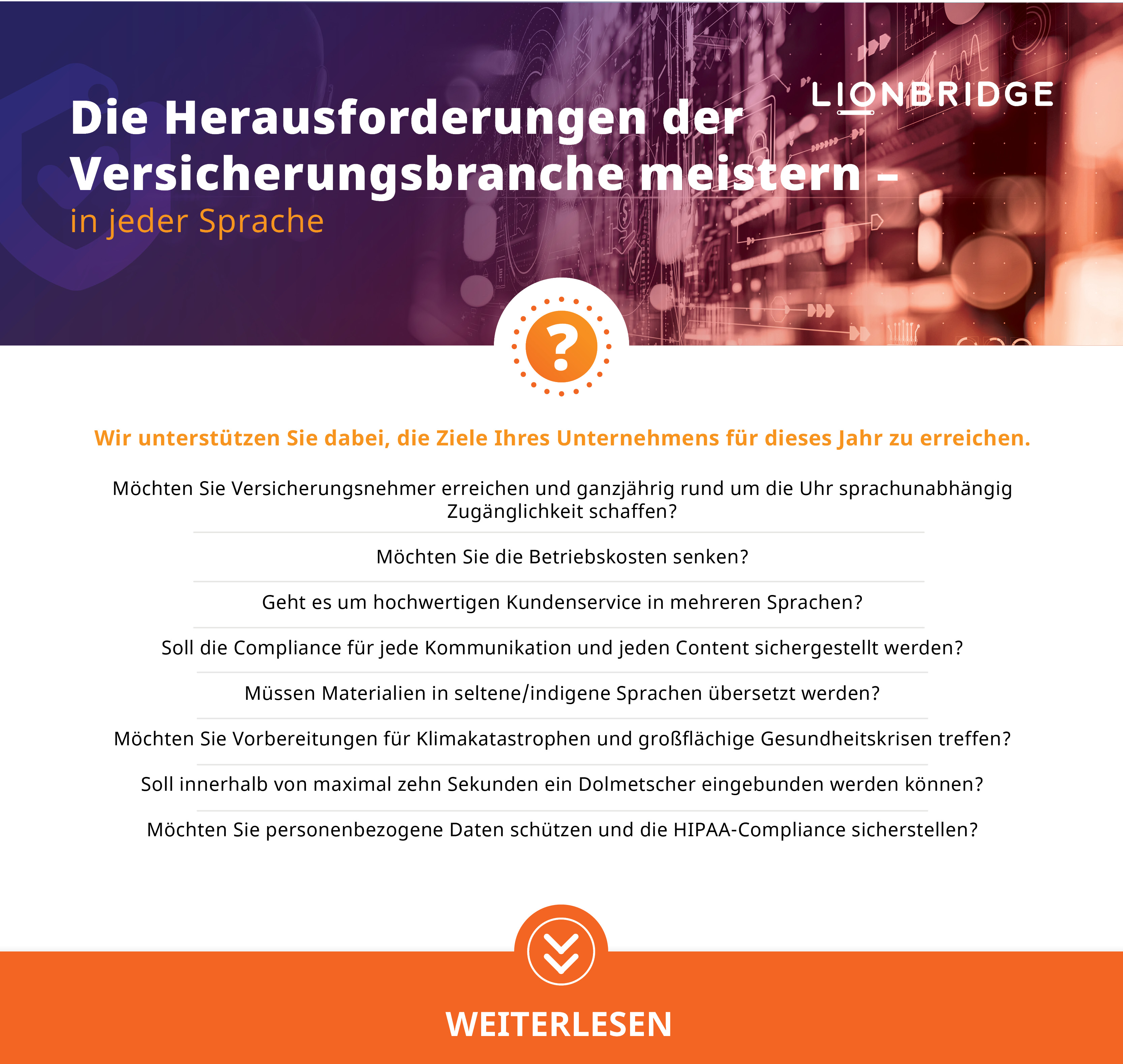 Infografik zu Dolmetsch- und Übersetzungsservices für Versicherungen herunterladen