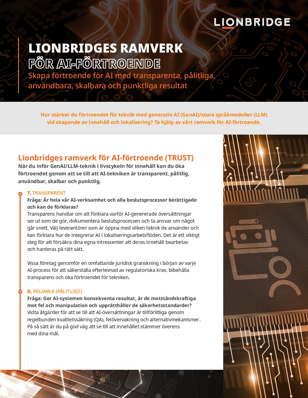 Lionbridge TRUST Framework One Pager - Swedish