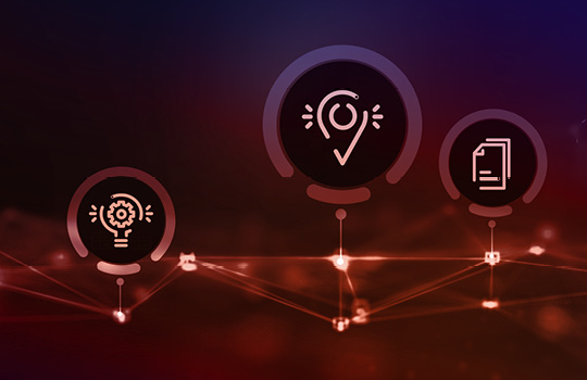 3 icons of light bulb, location, files
