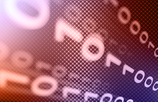 binary numbers on orange and purple background