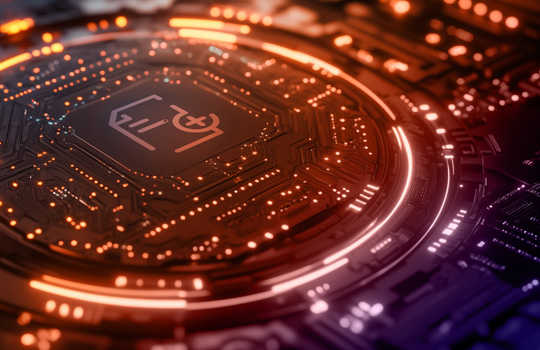 digital motherboard design with a document icon