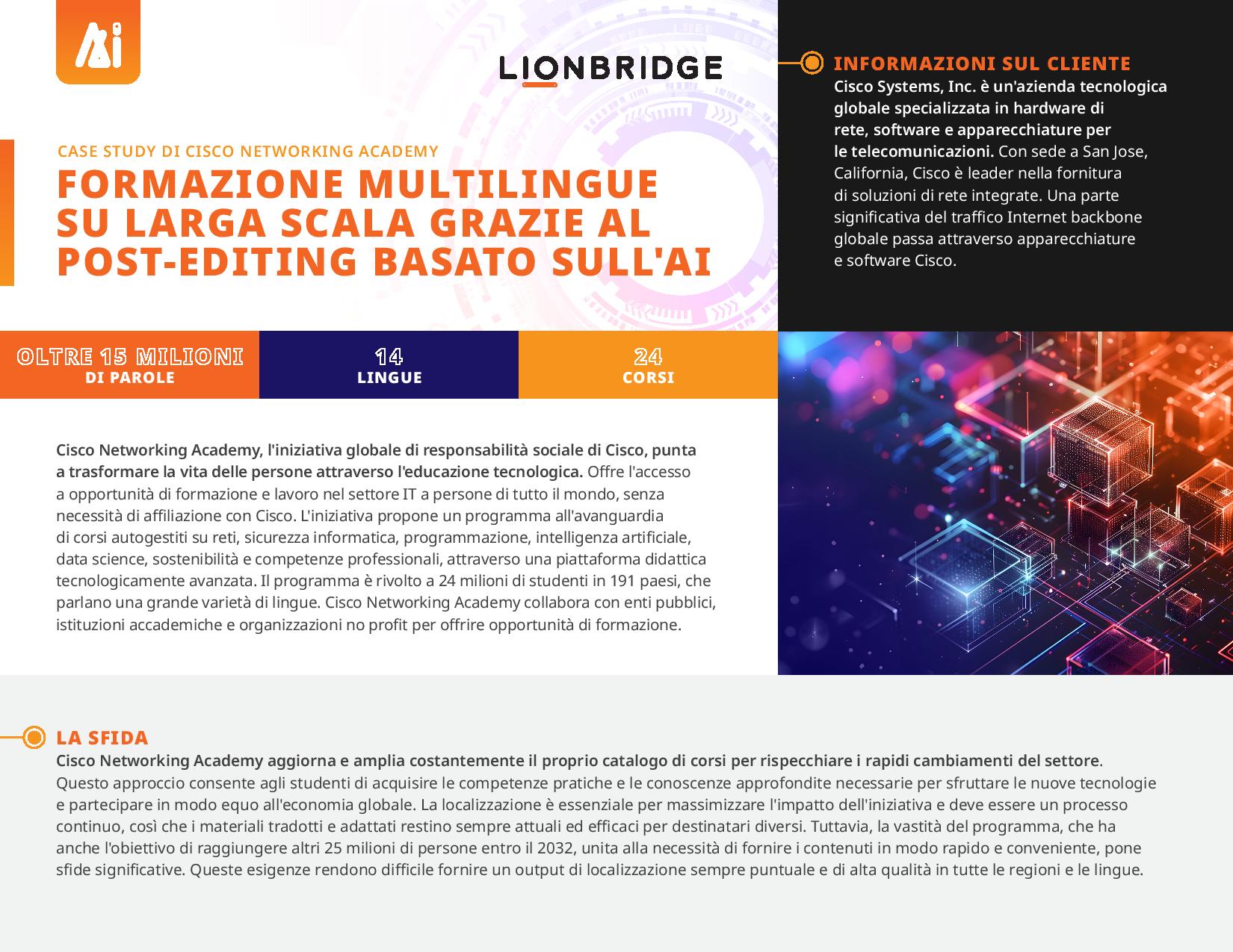 Copertina del case study di Cisco Networking Academy