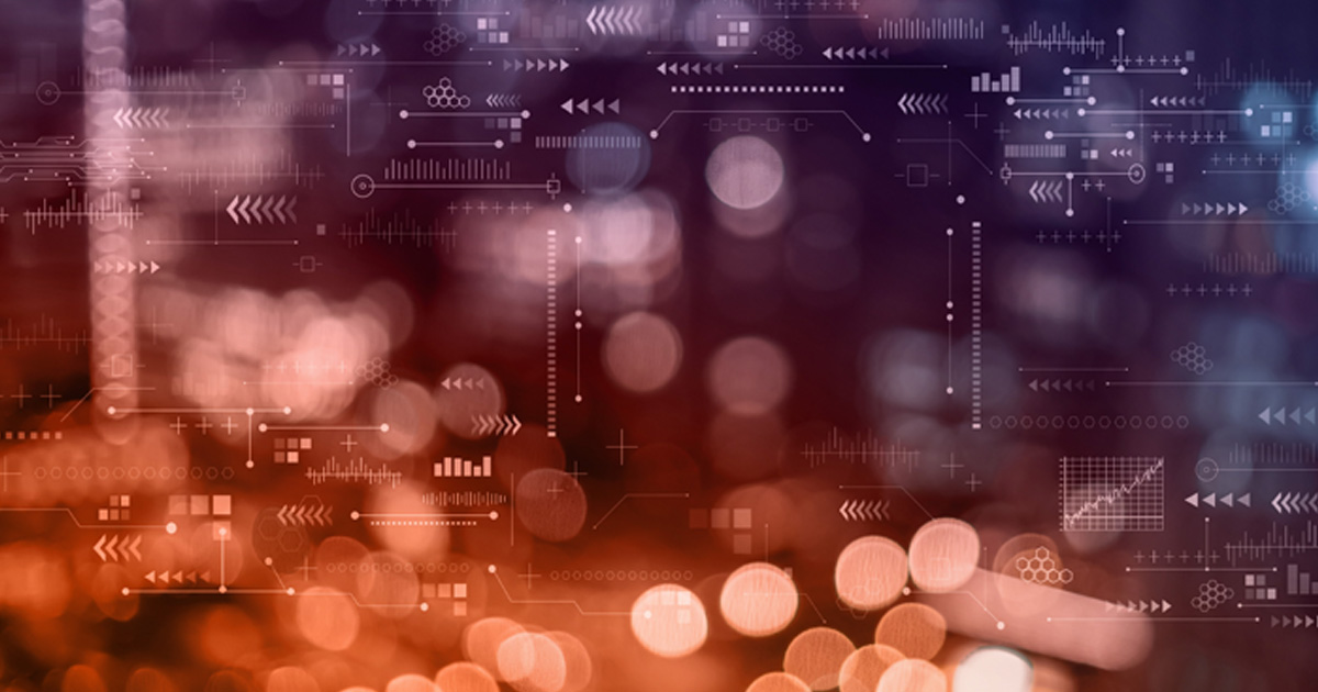 data images on purple and orange gradient background