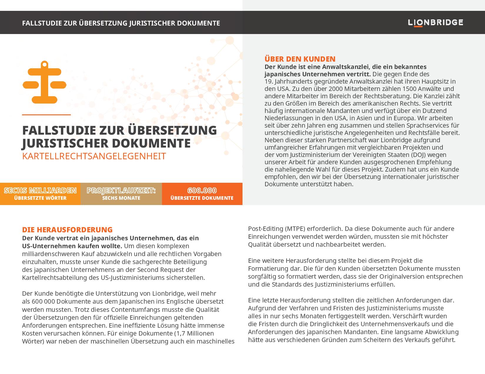 Fallstudie zur Übersetzung juristischer Dokumente