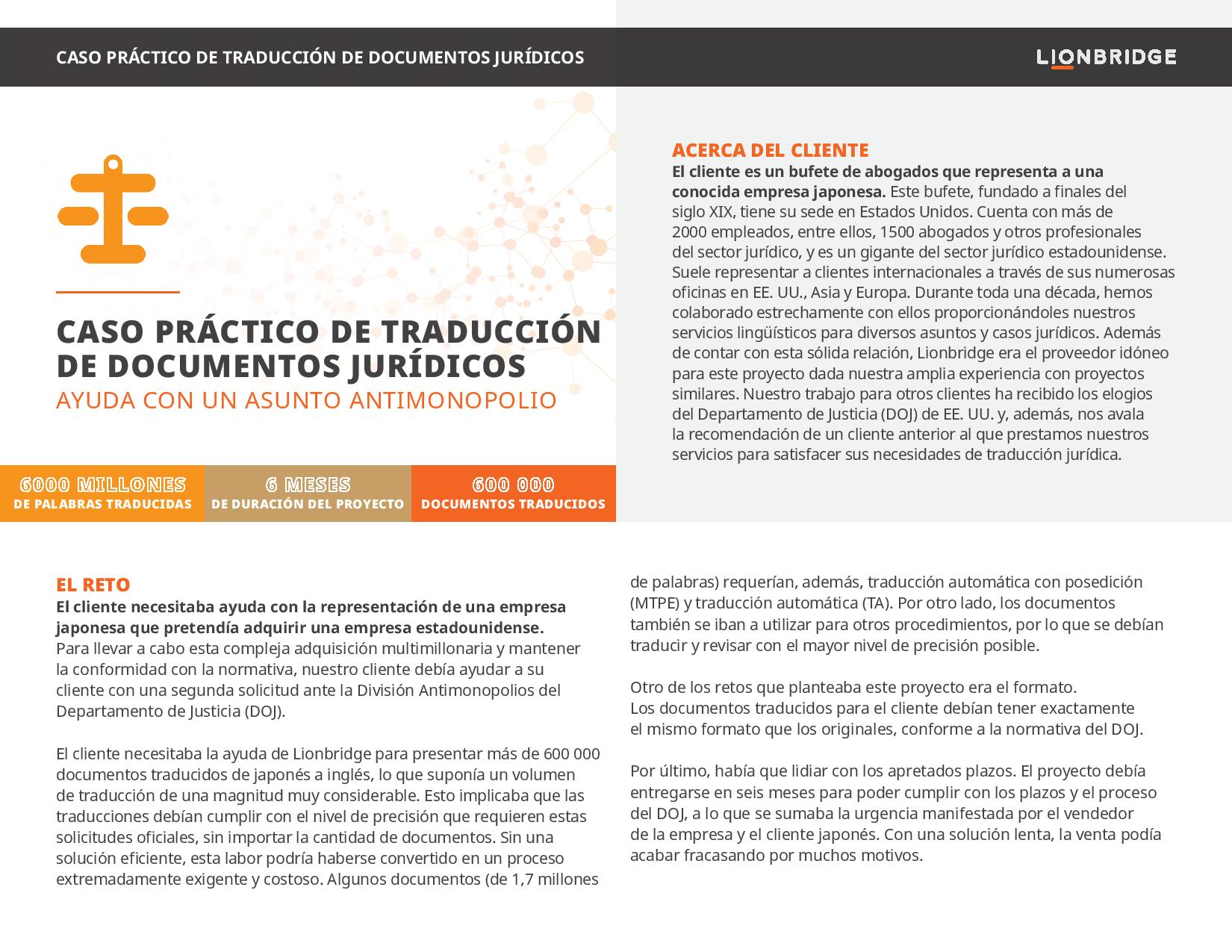 Caso práctico de traducción de documentos jurídicos