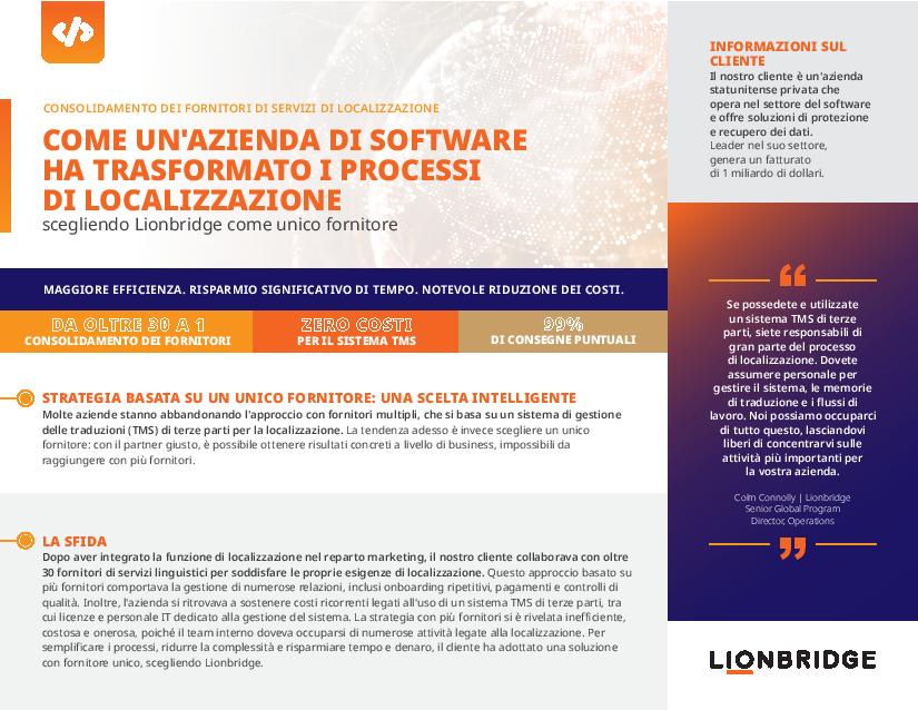 Case study: consolidamento dei fornitori di servizi di localizzazione