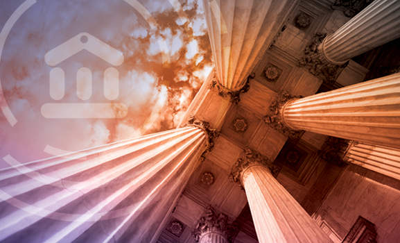 Interesting view of a government building with tall columns