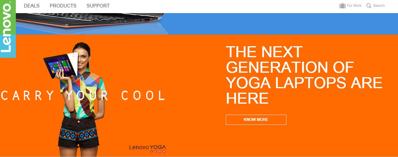 Lenovo website localized for India