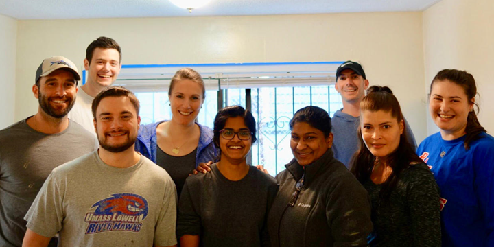 Lionbridge's Waltham Team poses at FamilyAid volunteer site
