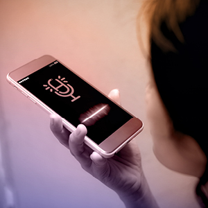 Person using voice command on a mobile device