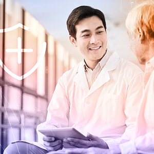 Healthcare provider and patient talking