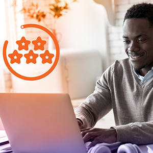 Customer review on a laptop