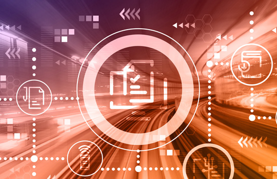 Digital burst background with icons