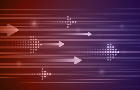 Racing and varying arrows on a purple and orange background