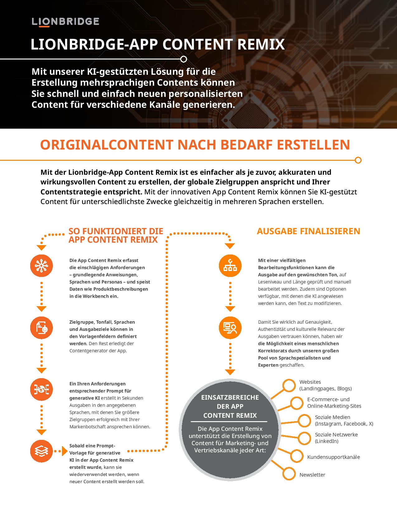 Titelseite der Lösungsübersicht: Lionbridge-App Content Remix