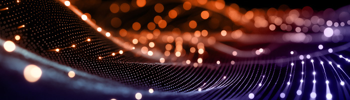 Digitale Welle in Orange und Blau