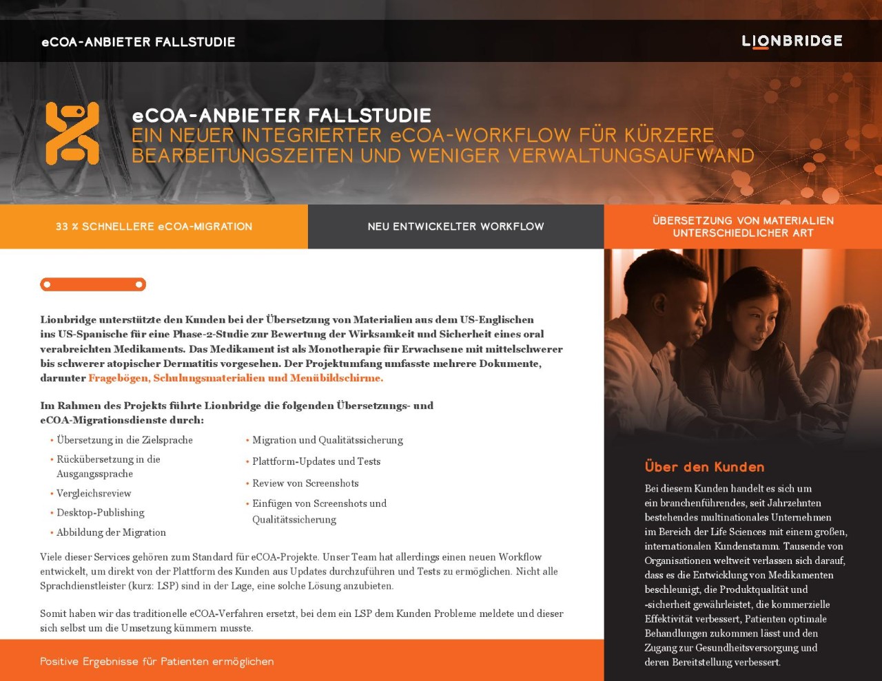 Titelseite der Fallstudie eines eCOA-Anbieters