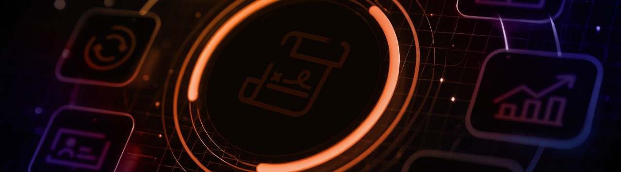 Abstrakter digitaler Kreis mit Symbolen