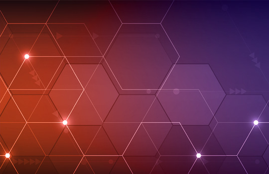 A geometric design representing global content delivery, enabled by the Lionbridge Aurora AI platform, people, process, and performance.