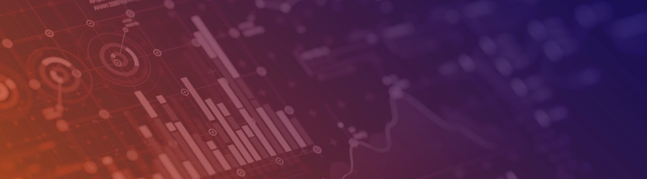 complex data charts on orange and purple