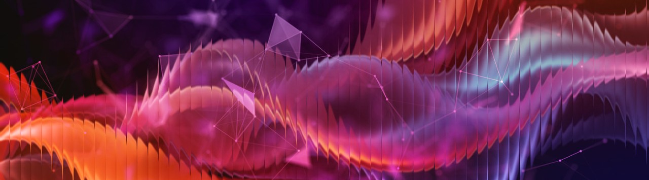 swirling orange and purple helixes 