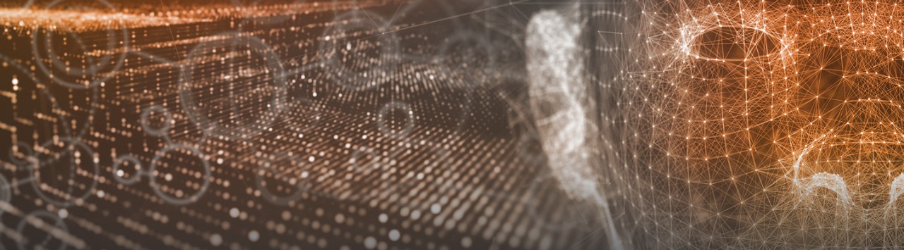 Bright digital image with outline of human face