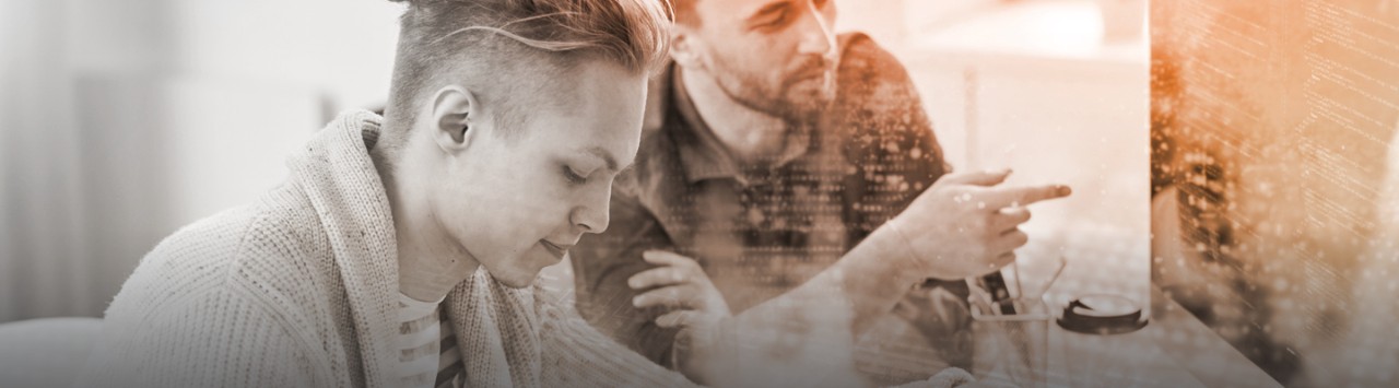 two people reviewing AI training data