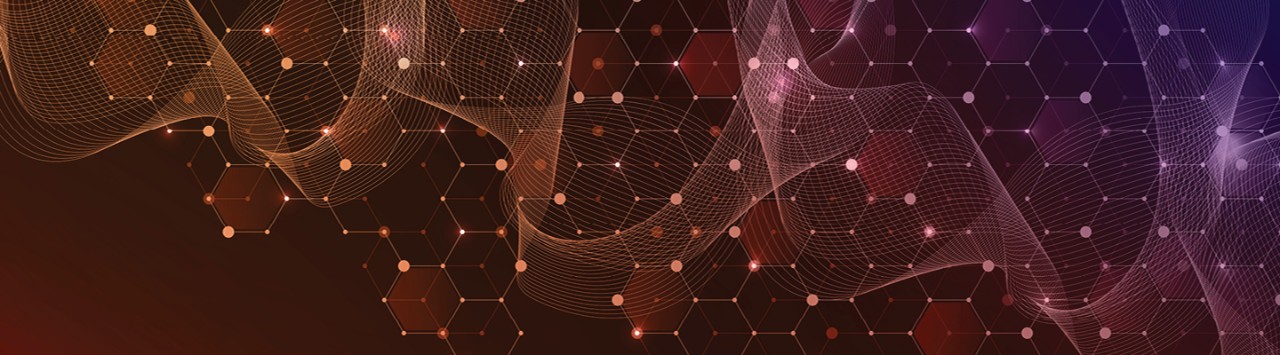 a digitized banner of connecting hexagons