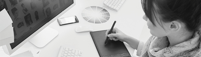 Person using a graphics tablet 