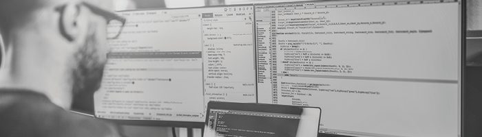 Person staring at code 