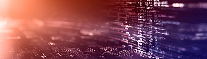 data on a purple background with orange lighting on the side