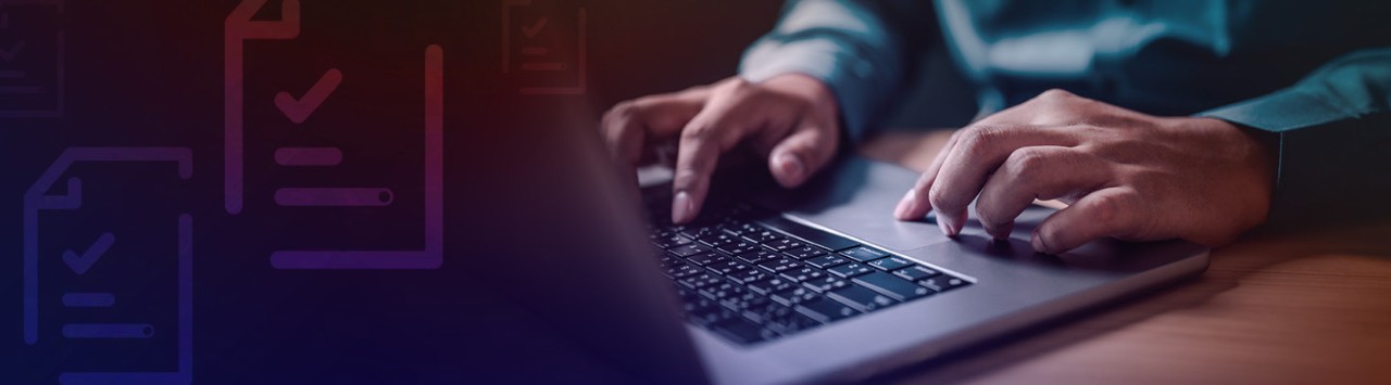 lawyer typing and document icons 