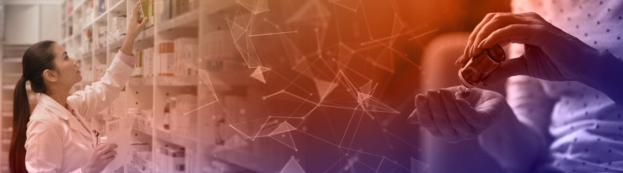 Pharmacy professional organizing medicine