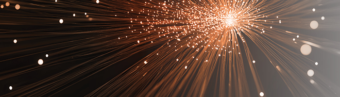 a burst of lights and cable fibers