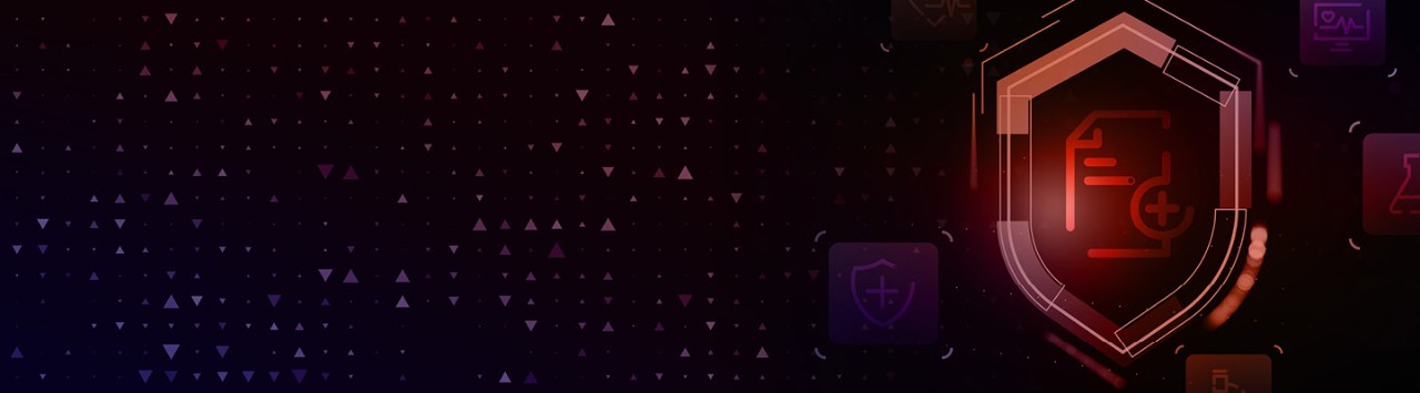 triangle field and shield with medical document icon in it 