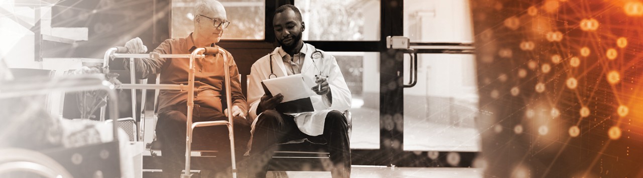 A doctor discusses test results with a patient. 