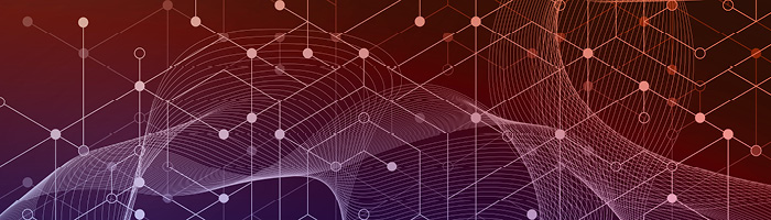 connected shapes on a purple and orange background 