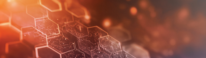 honeycomb of data on lit orange background 