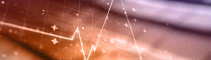 digitized data chart on orange background 