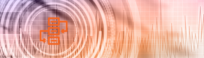 Connected workflows icon with connected circles and data chart 